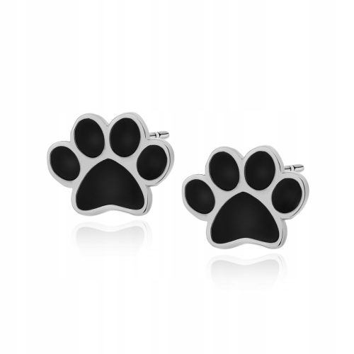  NASSARIUS EARRINGS PAW DOG CAT SILVER BLACK