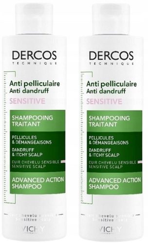 VICHY DERCOS DS Anti-Dandruff Shampoo for Sensitive Scalp, 200ml - Twin Pack