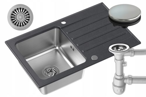  myQ Calcutta single bowl sink, black steel