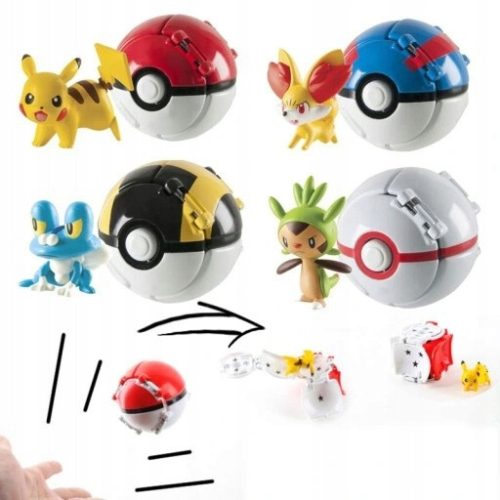  Pokemon Clip Go PokeBall Figuren 4er SET