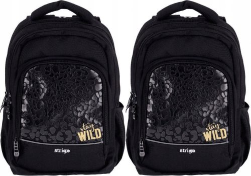 Strigo Misty Black Wild x2 Large Capacity Lightweight School Backpack