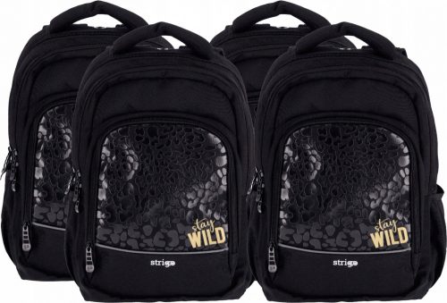 Strigo Misty Black Wild x4 School Backpack: Spacious & Ergonomic