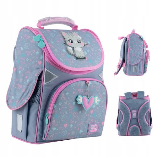  GoPack school backpack with one compartment. Grey and silver tones, 11 l