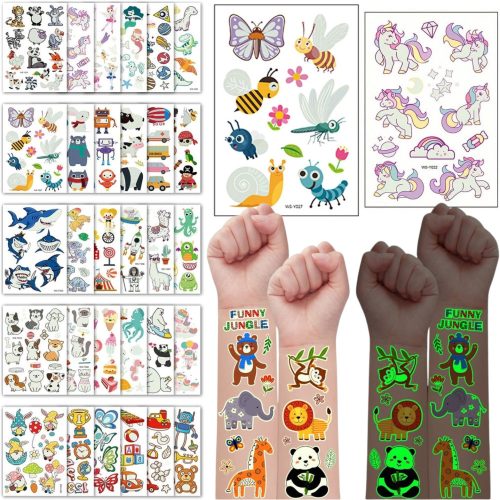  Temporary washable tattoos for children GLOWING 30 SHEETS 400 pcs