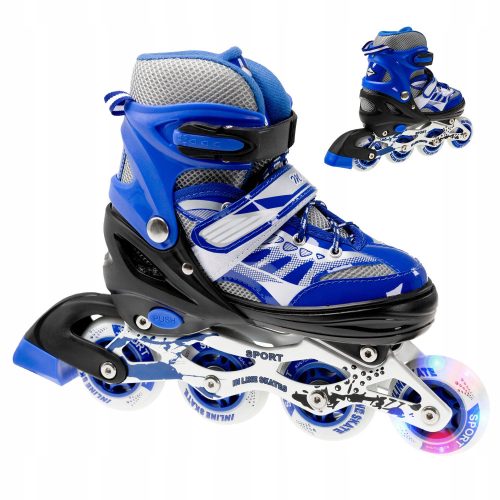  PATINS EN LIGNE RÉGLABLES BLEU 38-41 ROUE LED EN CADEAU