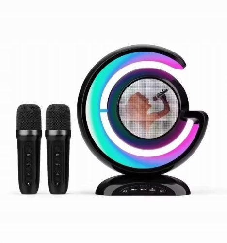  WIRELESS KARAOKE SET FOR KIDS, BLUETOOTH SPEAKER + 2 MICROPHONES + USB - USB-C CABLE 0.5 M 50 CM WHITE