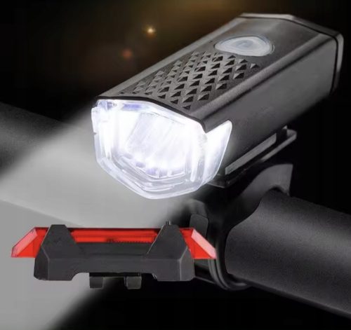  BICYCLE LIGHT SET, FLASHLIGHT FRONT, REAR, RECHARGEABLE LIGHT + USB