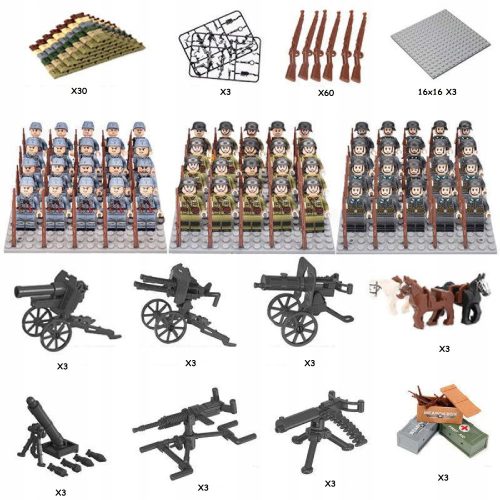  LARGE SET WITH 60 MILITARY MINIFIGURES + LEGO WEAPONS