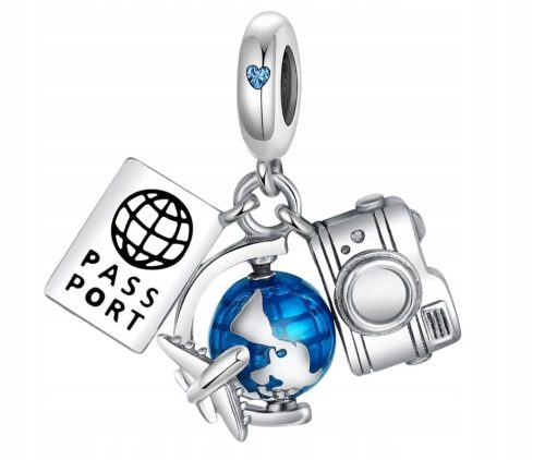  MD charms airplane globe passport camera TRAVEL | S925