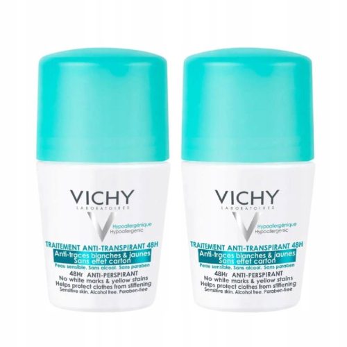 Vichy 50ml Anti-Perspirant Roll-On for 48-Hour Protection Against Stains on Clothes