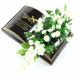  BOOK for grave decoration daisy orchid BOOK memorial GOLD silver letters