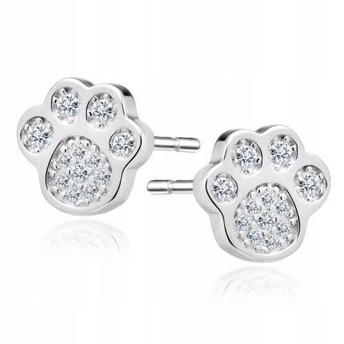  NASSARIUS EARRINGS PAW DOG CAT RHODIUM PLATED SILVER 925 WITH ZIRCONS