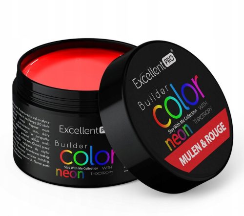  EXCELLENT PRO BUILDER GEL NEON RED MULEN & ROUGE 30 g