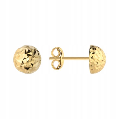  Gold earrings HALF BALLS DIAMOND 5MM pr.585