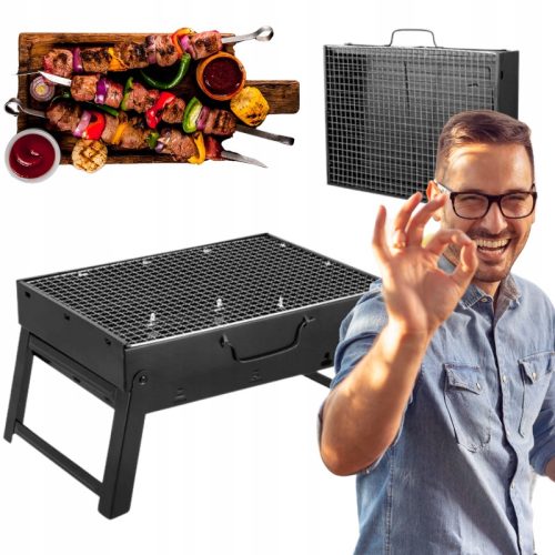  FOLDABLE CAMPING CHARCOAL GRILL + 4x TEFLON MAT BBQ 1005