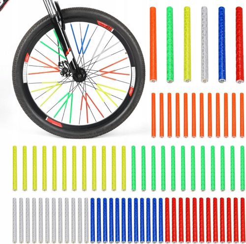  MEGA set of bicycle reflectors, spoke tubes, neon, colorful, 72 pieces