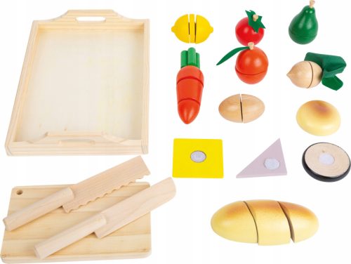  WOODEN VEGETABLES ON A SMALL FOOT CUTTING TRAY