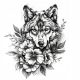  TEMPORARY TATTOO WATERPROOF wolf flowers men's women's WASHABLE