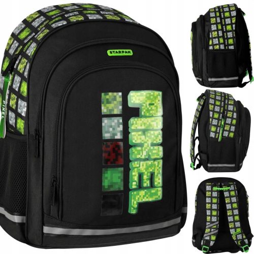  Starpak school backpack with one compartment, black, green tones, 23 years old