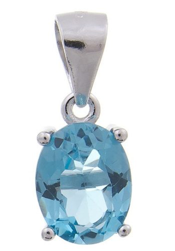  RHODIUM-PLATED SILVER SWISS TOPAZ NATURAL PENDANT