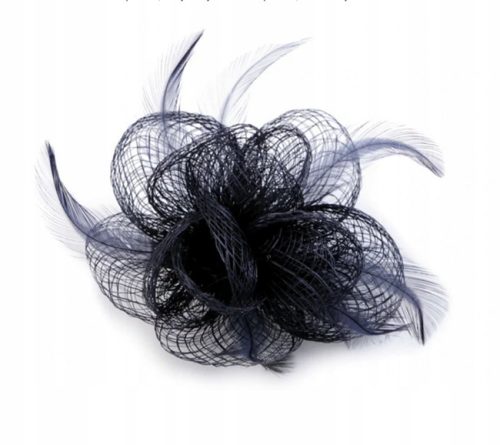  Brooch/hair ornament Navy flower with feathers Fascinator/ 2903