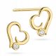  Gold Earrings 585 HEARTS with Cubic Zirconia 14k