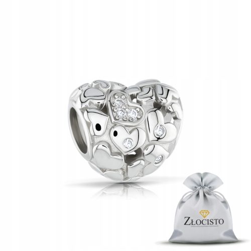  SILVER CHARM BEAD PENDANT FOR BRACELET 925 HEART