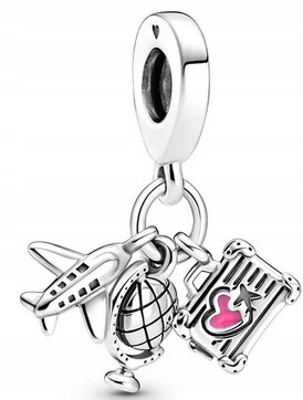  CHARMS PENDANT TRAVEL SUITCASE PLANE GLOBE