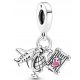  CHARMS PENDANT TRAVEL SUITCASE PLANE GLOBE