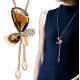  Necklace long gold chain BUTTERFLY crystal