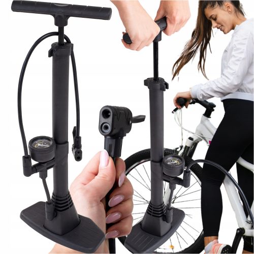  CAR BICYCLE PUMP WITH PRESSURE GAUGE FOR ONE BICYCLE, PORTABLE, 16 BAR