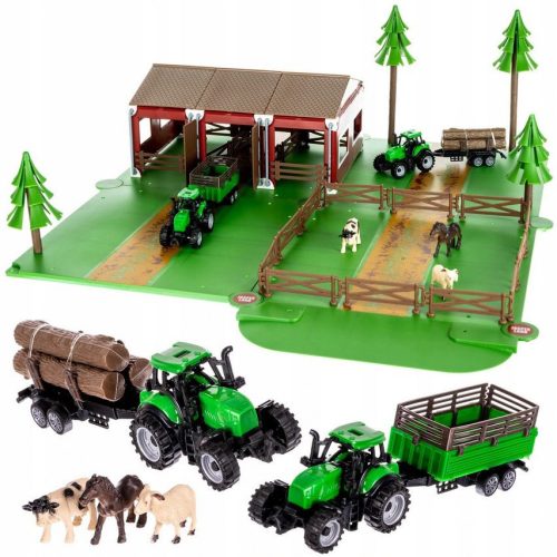  WOOPIE Farm Set with Animal Figures + 2 Tras