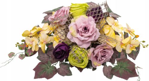  A decoration, a bouquet of flowers in a pot, for a cemetery grave