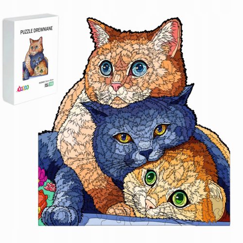  WOODEN PUZZLE FOR CHILDREN CATS THREE 106 PIECES CAT GIFT FOR CHILDREN