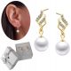  Women's earrings hanging with pearls and zircons gold-plated studs 925