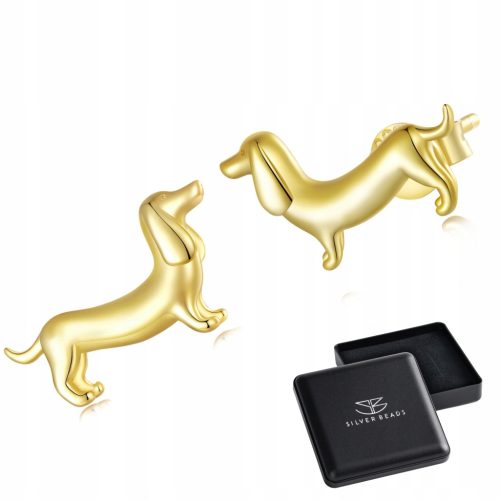  K635 Dachshund dachshunds dogs stud earrings gold plated silver