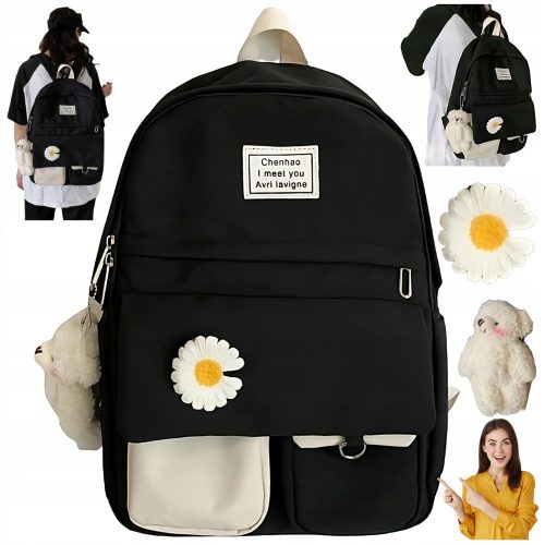  Simple school backpack Nela the little reporter Women's school backpack Blume01) Black 0 l