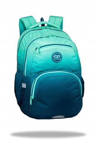  CoolPack school backpack with multiple compartments. Green tones, 23 years old