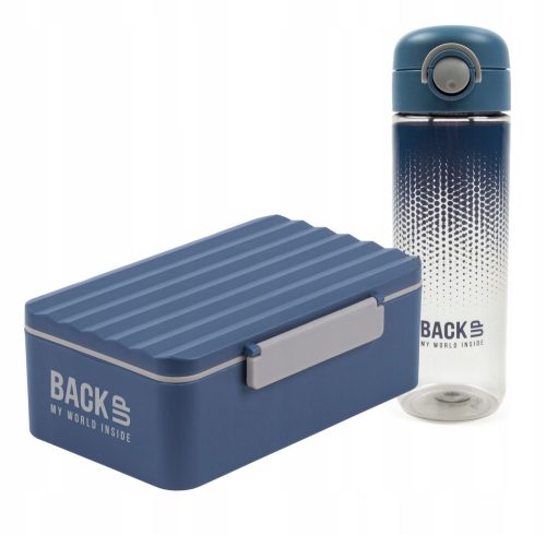  Backup Water Bottle 600 ml + Lunch Box with Movable Compartment Backup C58 Navy Blue Derform