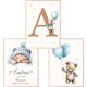  Set of 3 A3 posters: teddy bears with balloons, birth certificate, personalization with the child's name