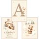  Set of 3 A3 posters, beige teddy bears with balloons with the child's name