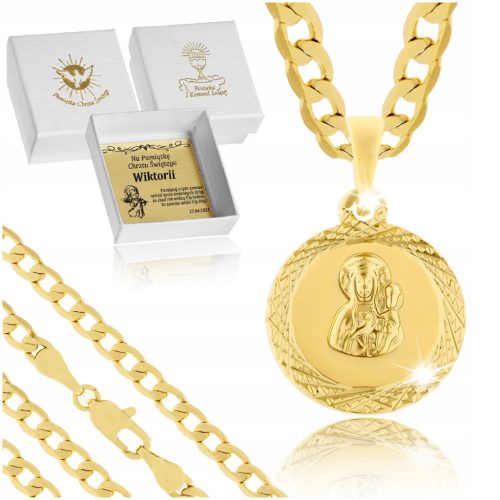 GOLD CHAIN ARMOR + MEDALLION MOTHER OF GOD 18K SURGICAL STEEL ENGRAVING