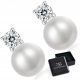  KM46 Silver pearl stud earrings Moissanity 0.1 ct 925 silver