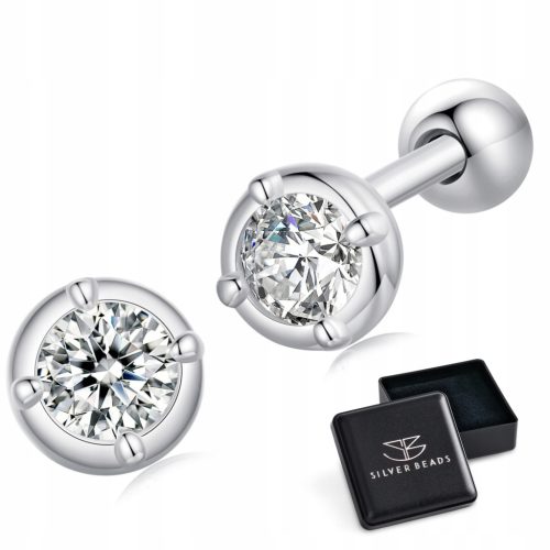  KM48 Silver Moissanity stud earrings 0.1 ct 925 silver