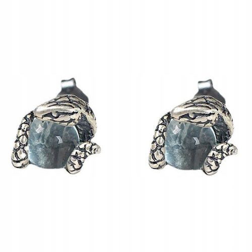  Retro Snake Men's Earrings, S925 Silver, Moonlight Stone