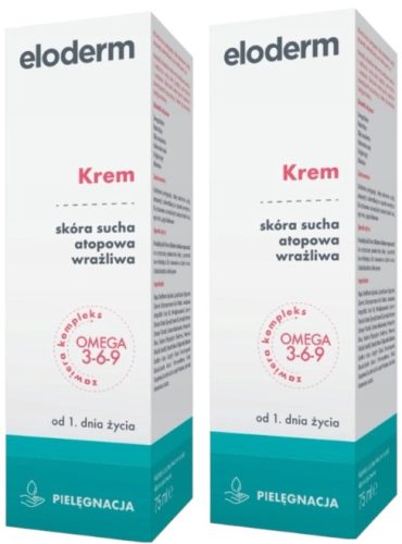 Eloderm2 Moisturizing Cream 2x 75ml for Dry, Sensitive, Irritated Skin
