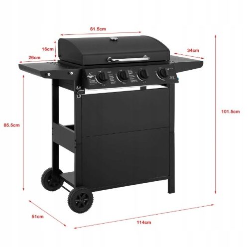  GAS GRILL EL FUEGO SAN JOSE 4 BURNERS CAST IRON GRATE REDUCER!