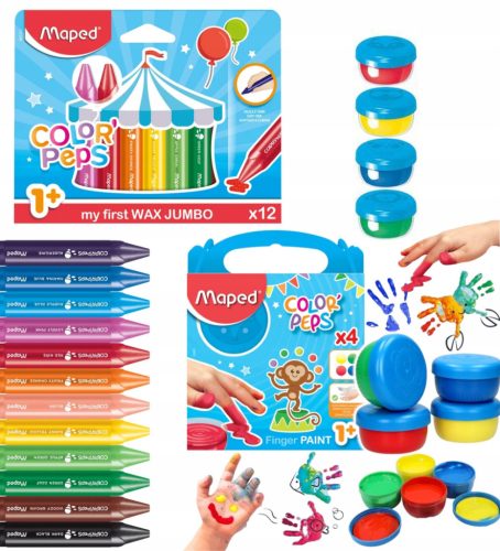  Maped colored pencils 12 pieces + Maped finger paints 812510 4x80 ml