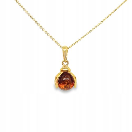  PENDANT silver gold plated PENDANT with AMBER ladybug eye FILM