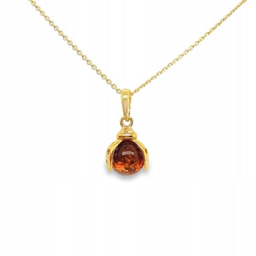  PENDANT silver gold plated PENDANT with AMBER ladybug eye FILM